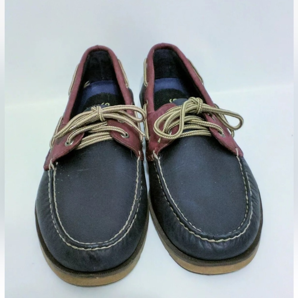SPERRY Top-Sider Two Tone Red & Navy Blue Leather Boat Shoes